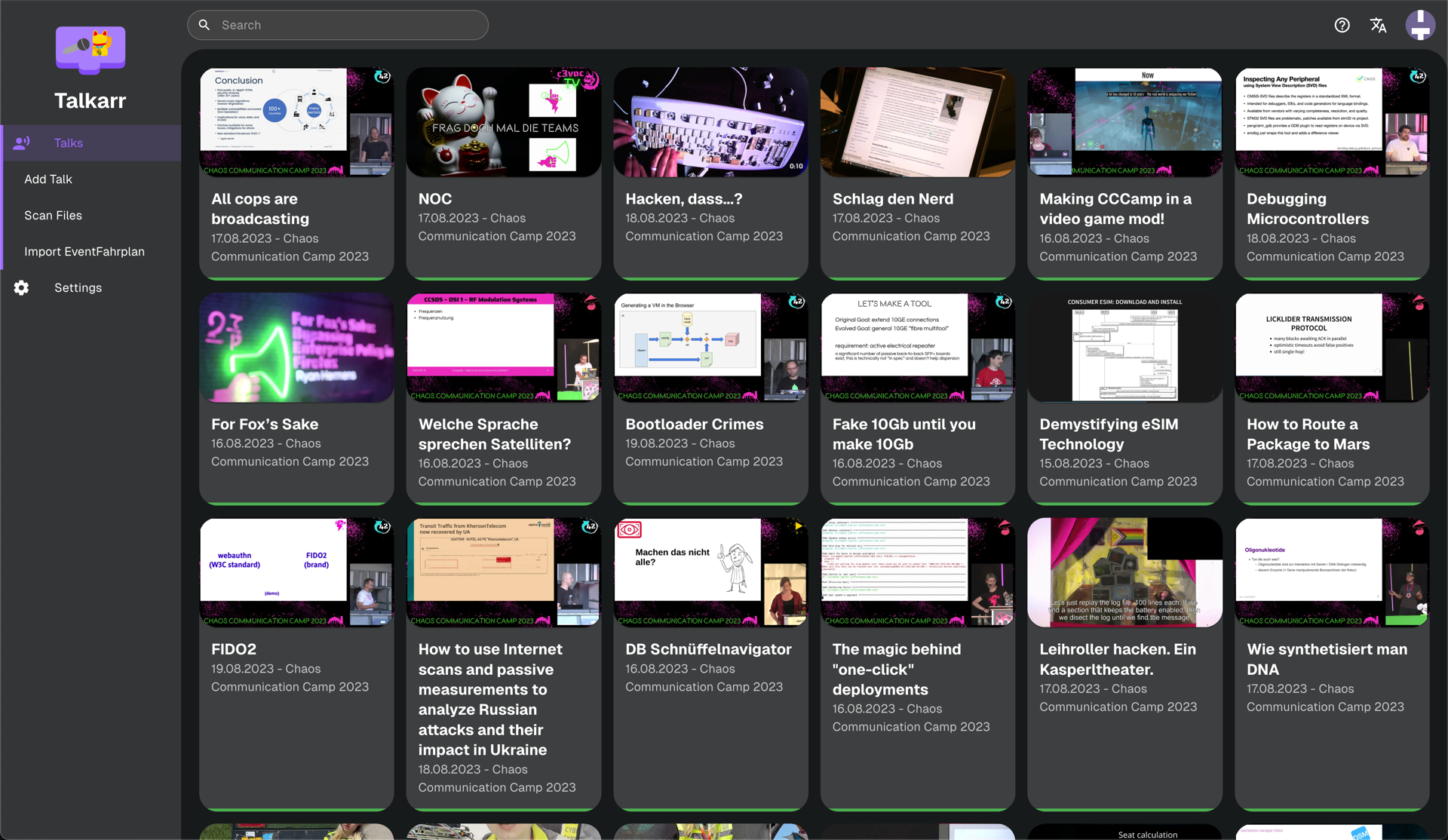 View and manage your collection of talks.